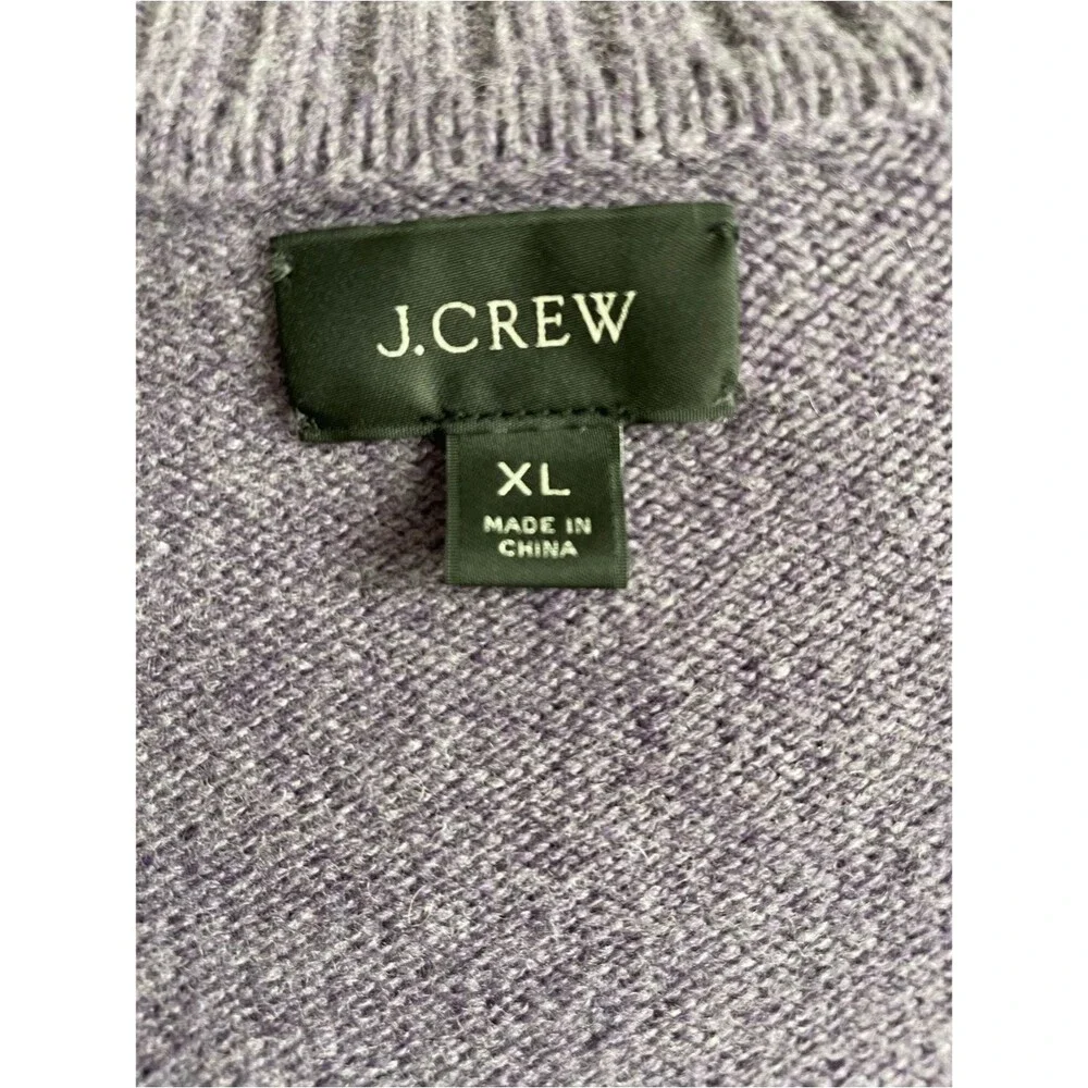 J. Crew Rugged Merino Wool Crewneck Sweater Heathered Lavender Purple Classic XL